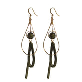 Gold-tone Green Leather Dangle Earrings with Beads, Earrings, $ 4.99, A Moment Of Now™